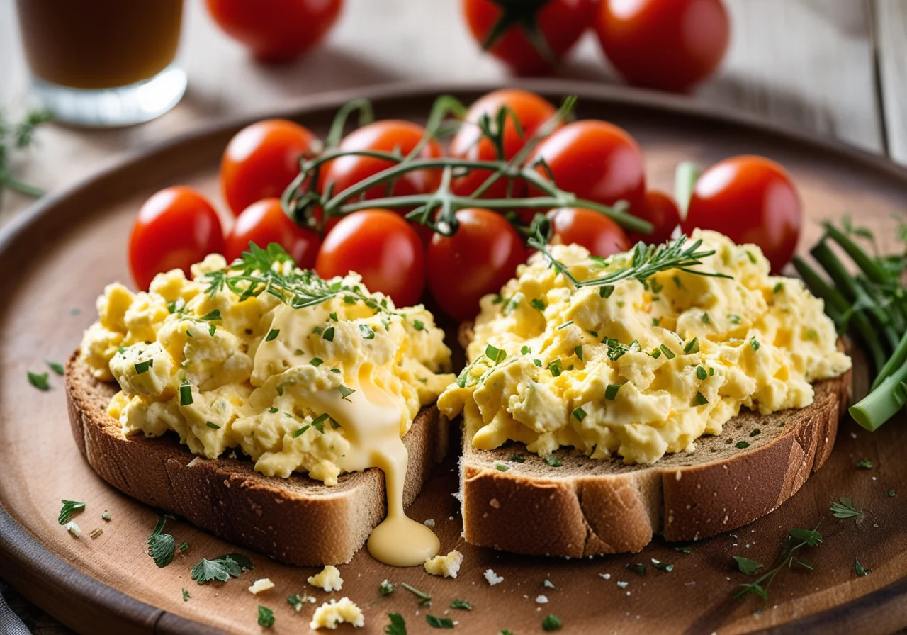 Vegetable Scrambled Eggs on Toast