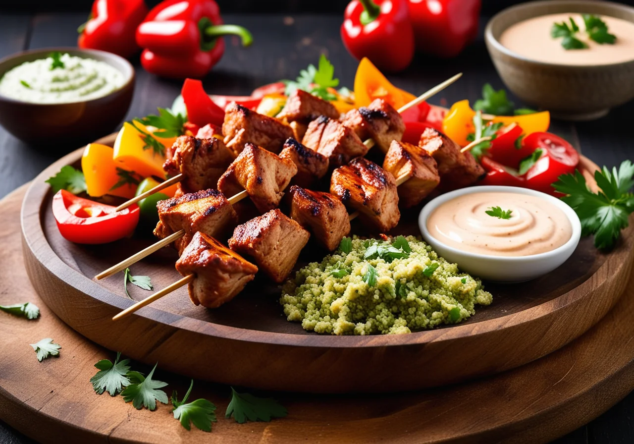 Spicy Chicken Skewers with Coriander Couscous