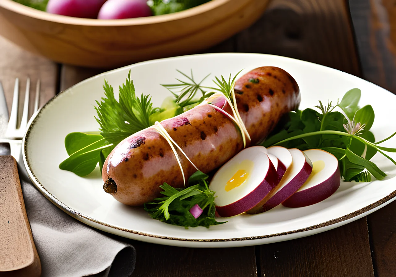 White Sausage in Herb Wrap with Bavarian Potato Salad