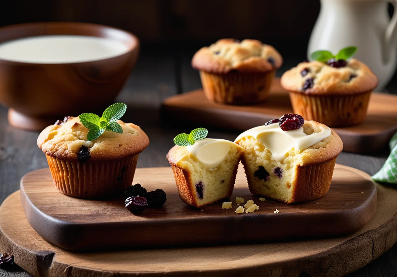 Yogurt Vanilla Muffins with Raisins