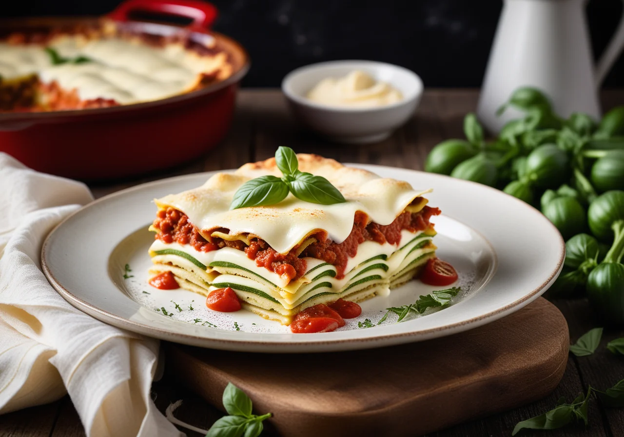 Zucchini Lasagna with Mozzarella, Tomatoes and Basil