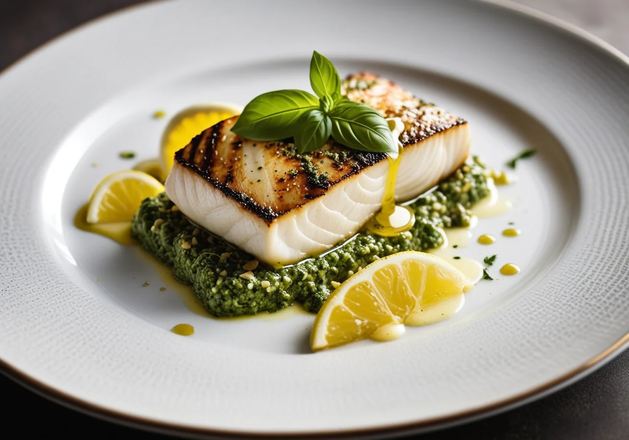 Cod with Basil Sauce