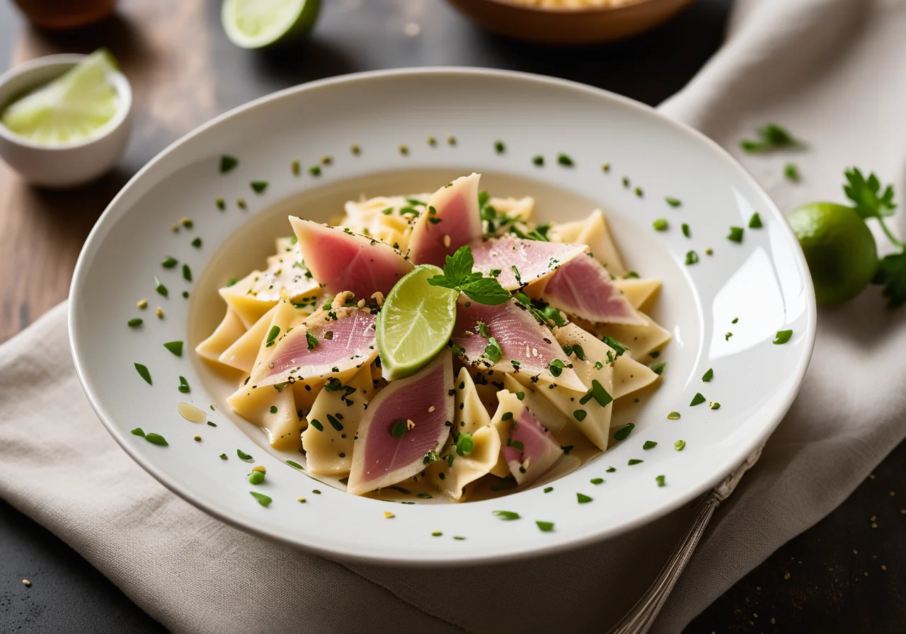 Pasta mit Thunfisch und Limettenzesten