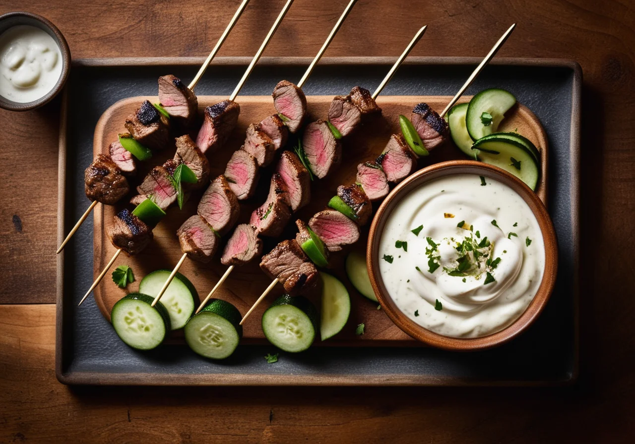 Grilled Lamb Skewers with Yogurt Sauce