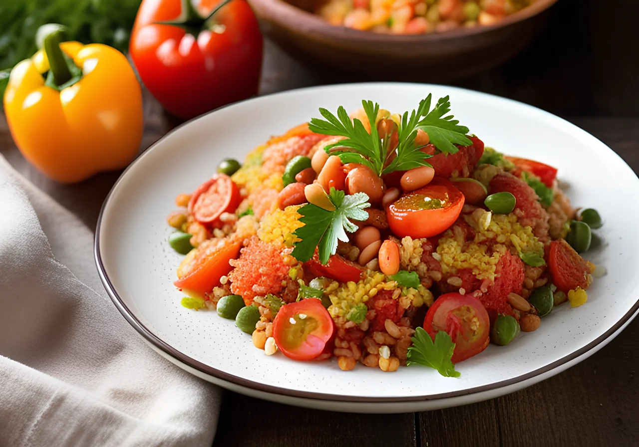 Bulgur Vegetable Pilaf with Borlotti Beans