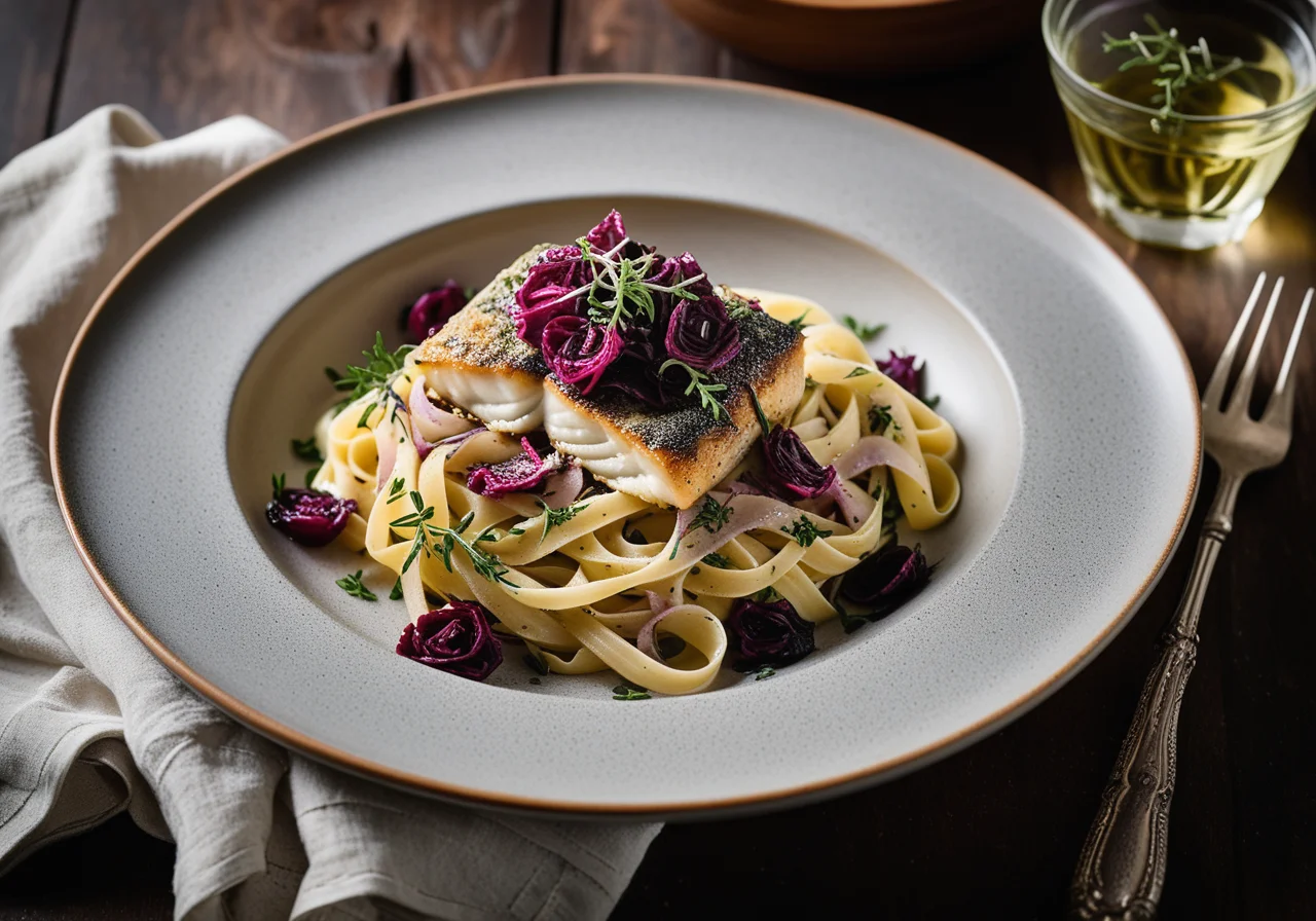 Pike-perch Fillet on Radicchio Thyme Pasta