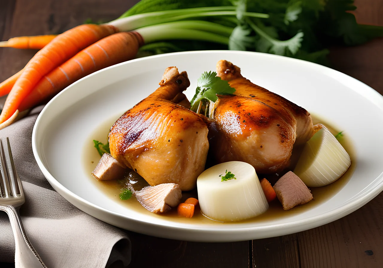 Chicken in White Wine with Kohlrabi and Carrots