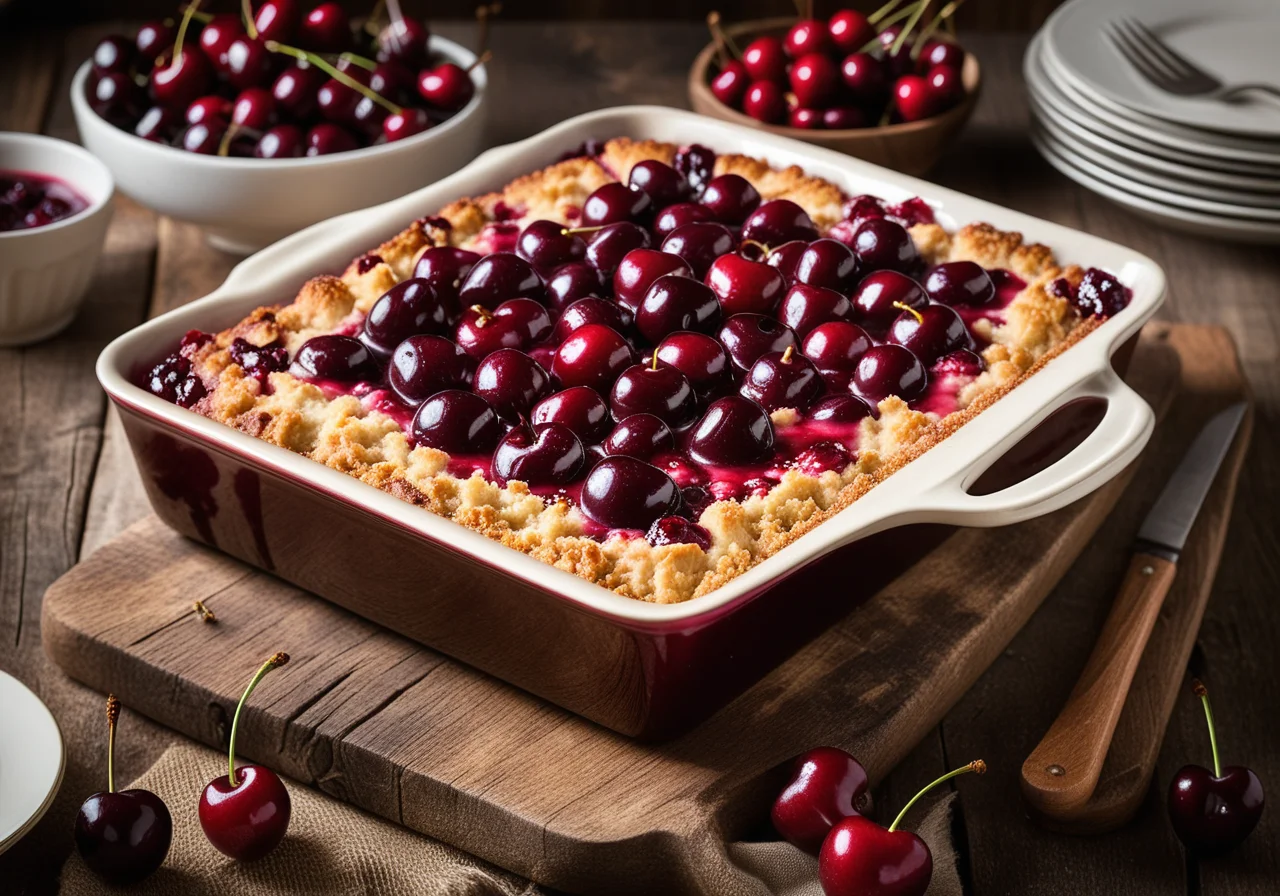 Sweet Bread Casserole in Austrian Style with Cherries