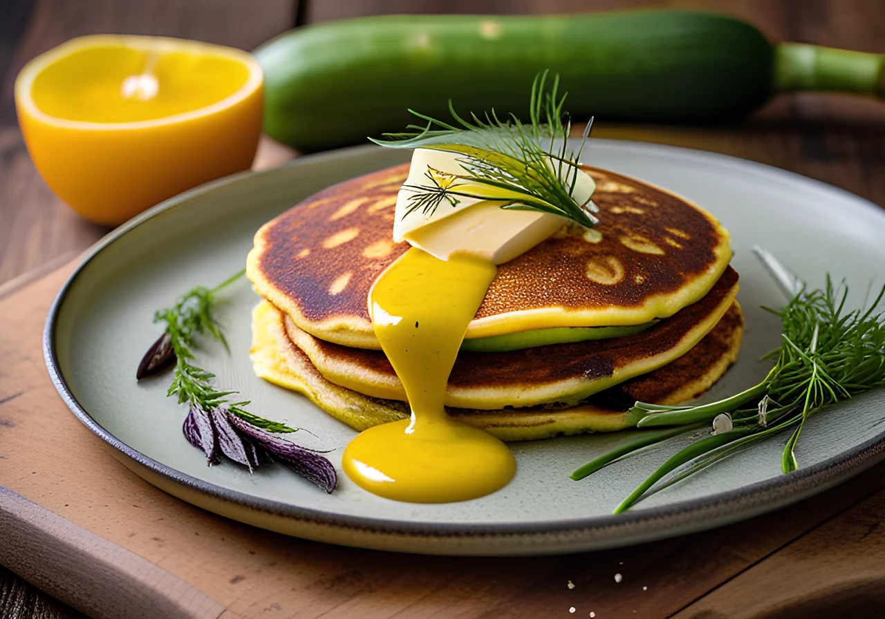Turmeric Pancakes with Leek-Zucchini Filling