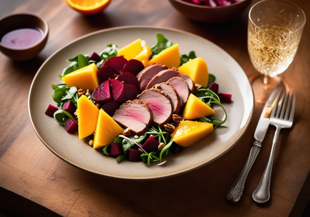 Salad with Duck and Honey-Orange Vinaigrette