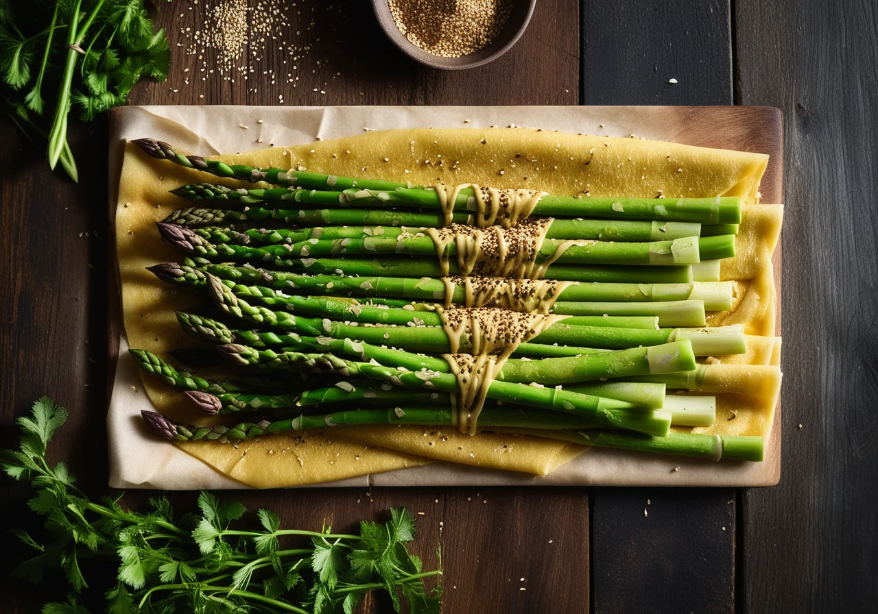Sesame Asparagus in Crêpe