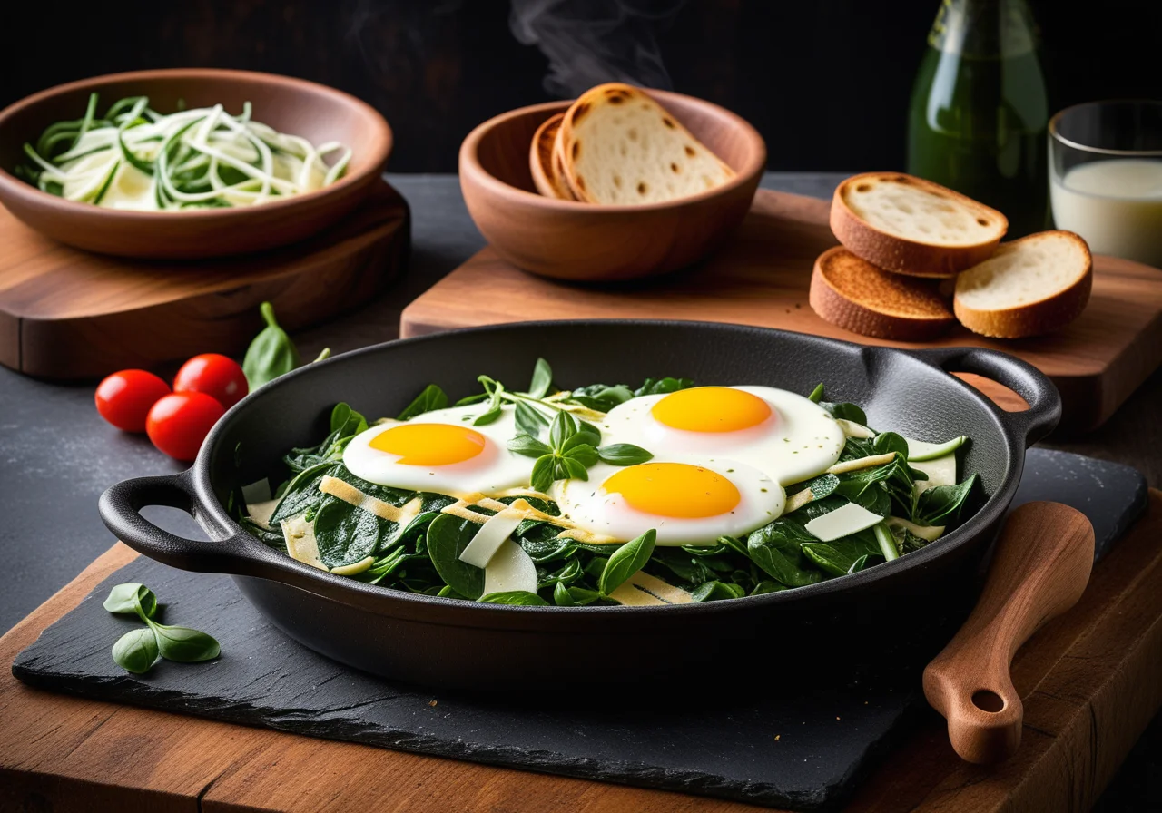 Raclette with Spinach and Egg