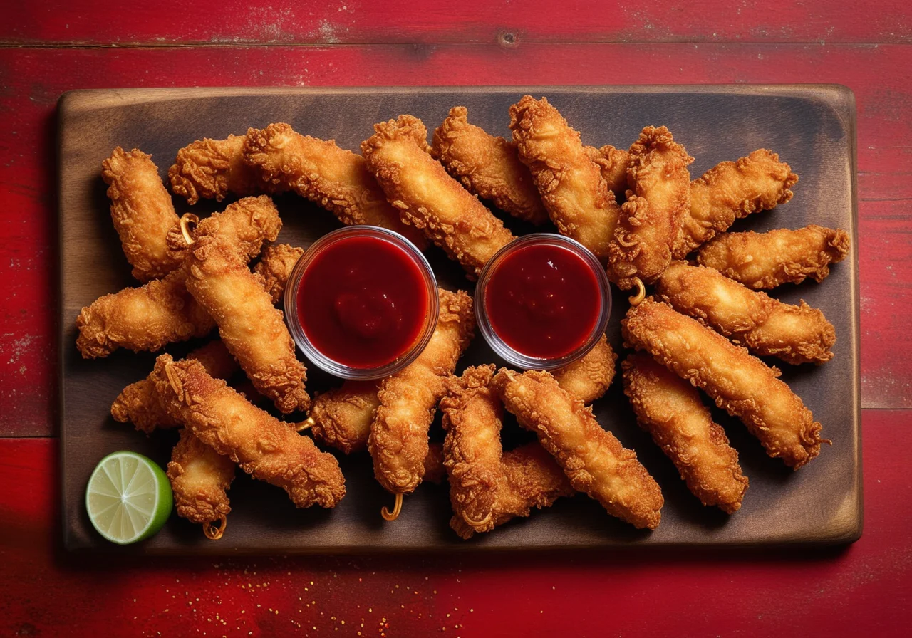 Fried Spicy Chicken Strips with Sweet‑Sour Dip