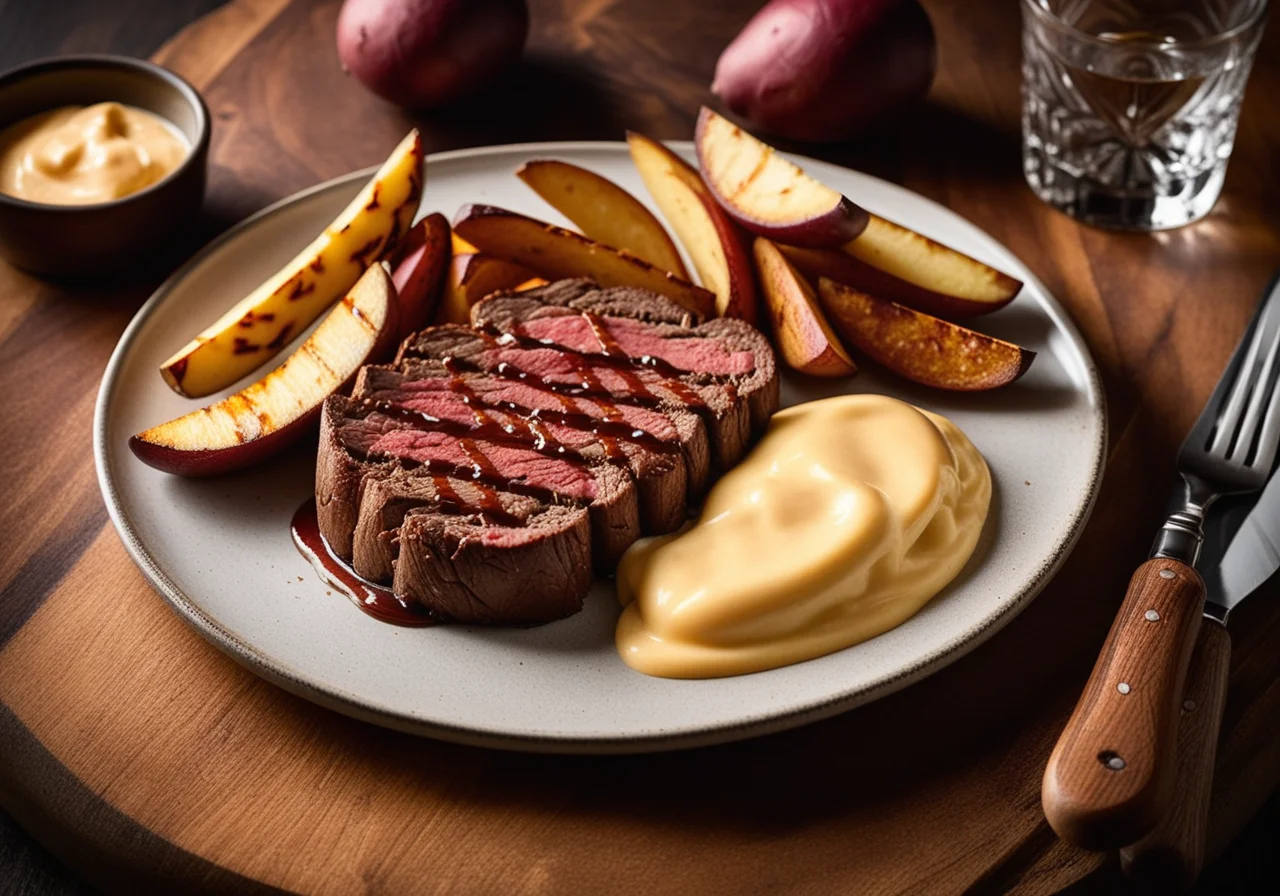 Steak with Cheese and Potatoes