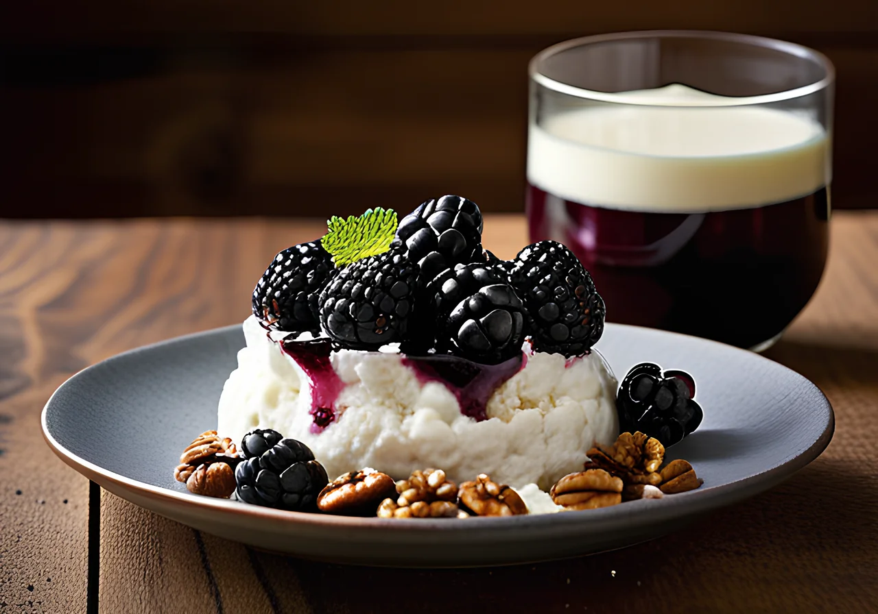 Cottage Cheese with Walnut Blackberry Compote