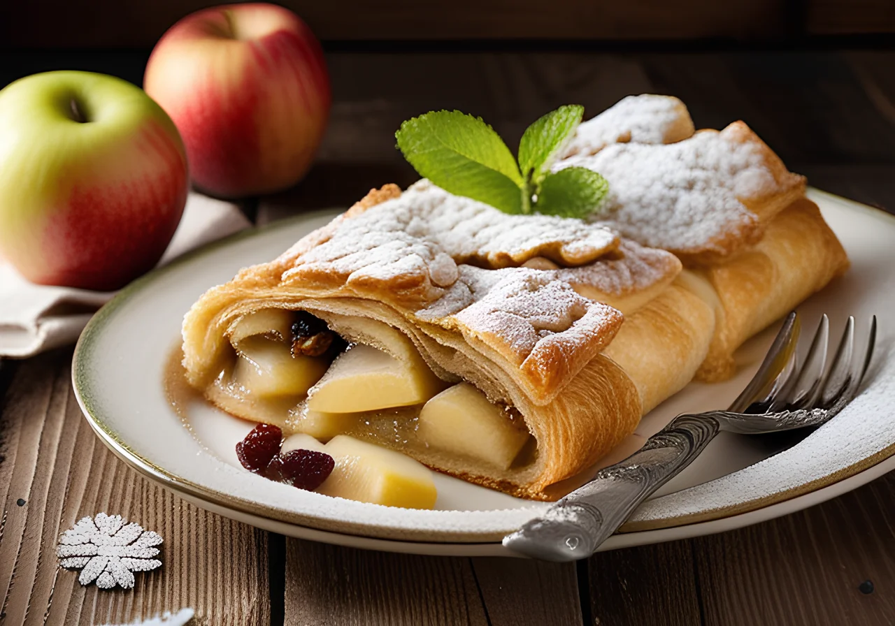 Apple Strudel with Cream