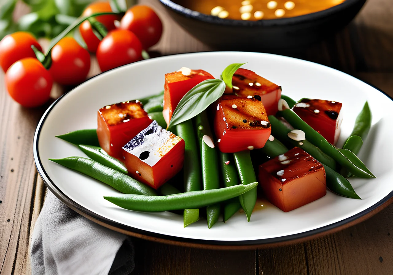 Tomato Tofu with Green Beans