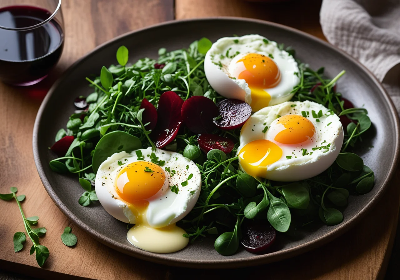 Wine Eggs with Herb Sauce