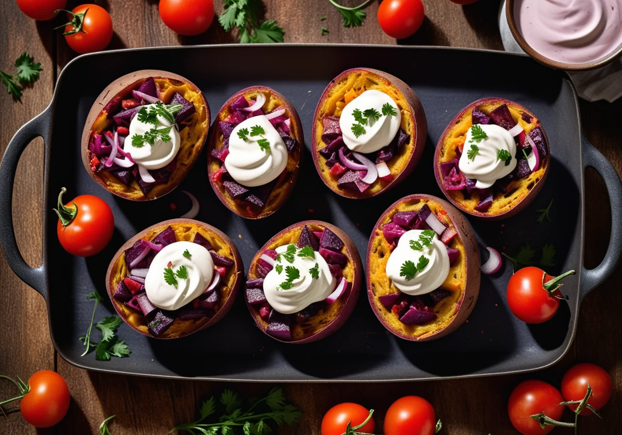 Baked Potatoes with Cream and Vegetables