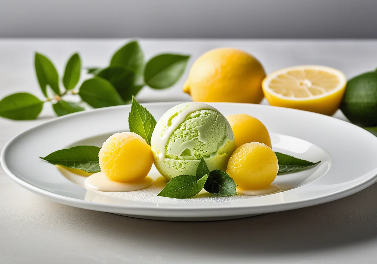 Lemon Ice Cream with Melon Salad