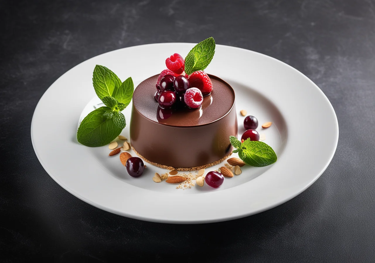 Marzipan Chocolate Mousse with Red Berry Compote
