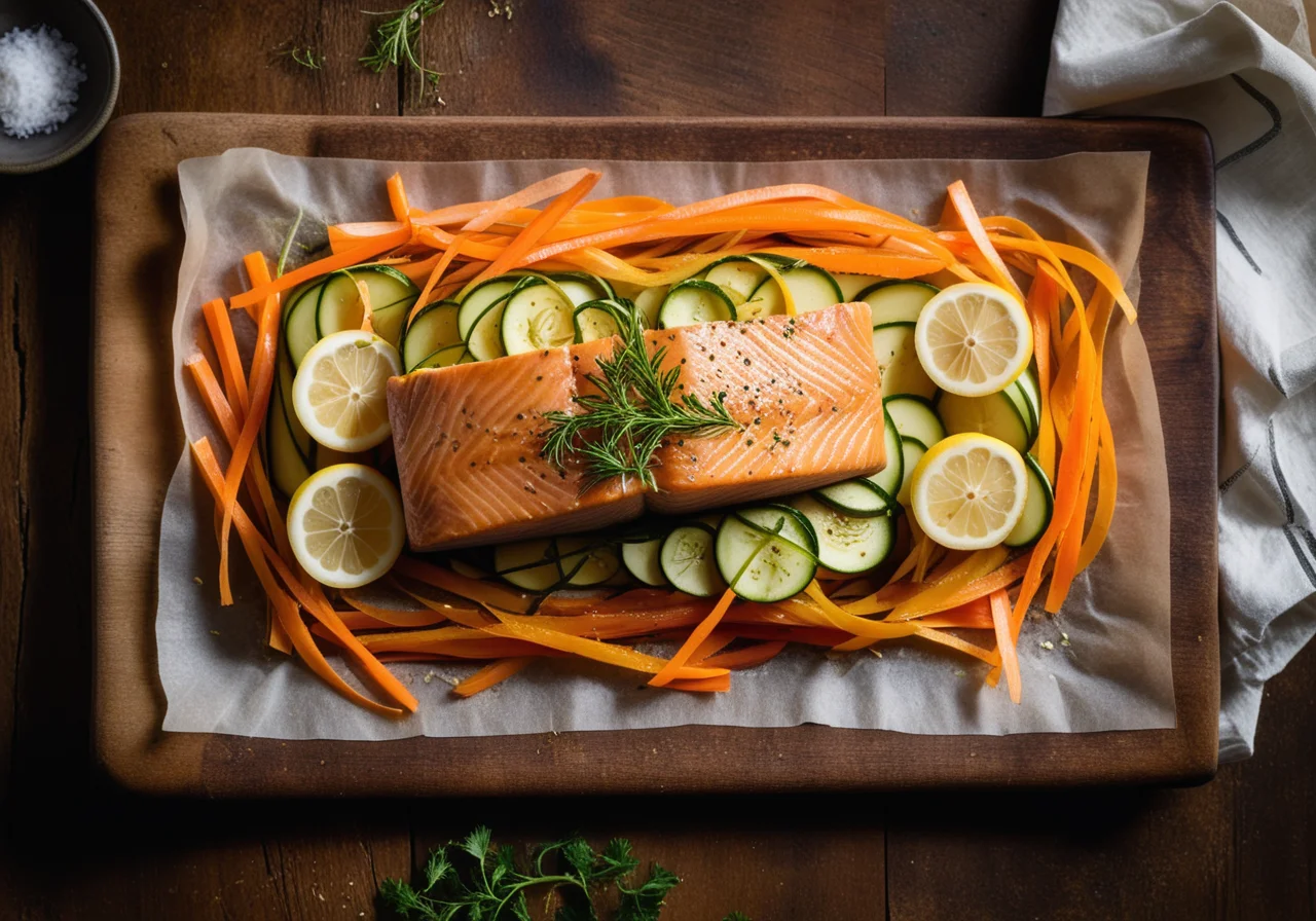 Salmon with Vegetables en papillote