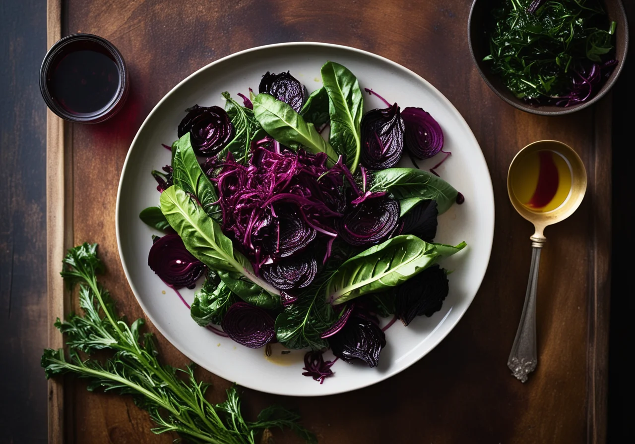 Chicory with Honey and Red Cabbage Sprouts
