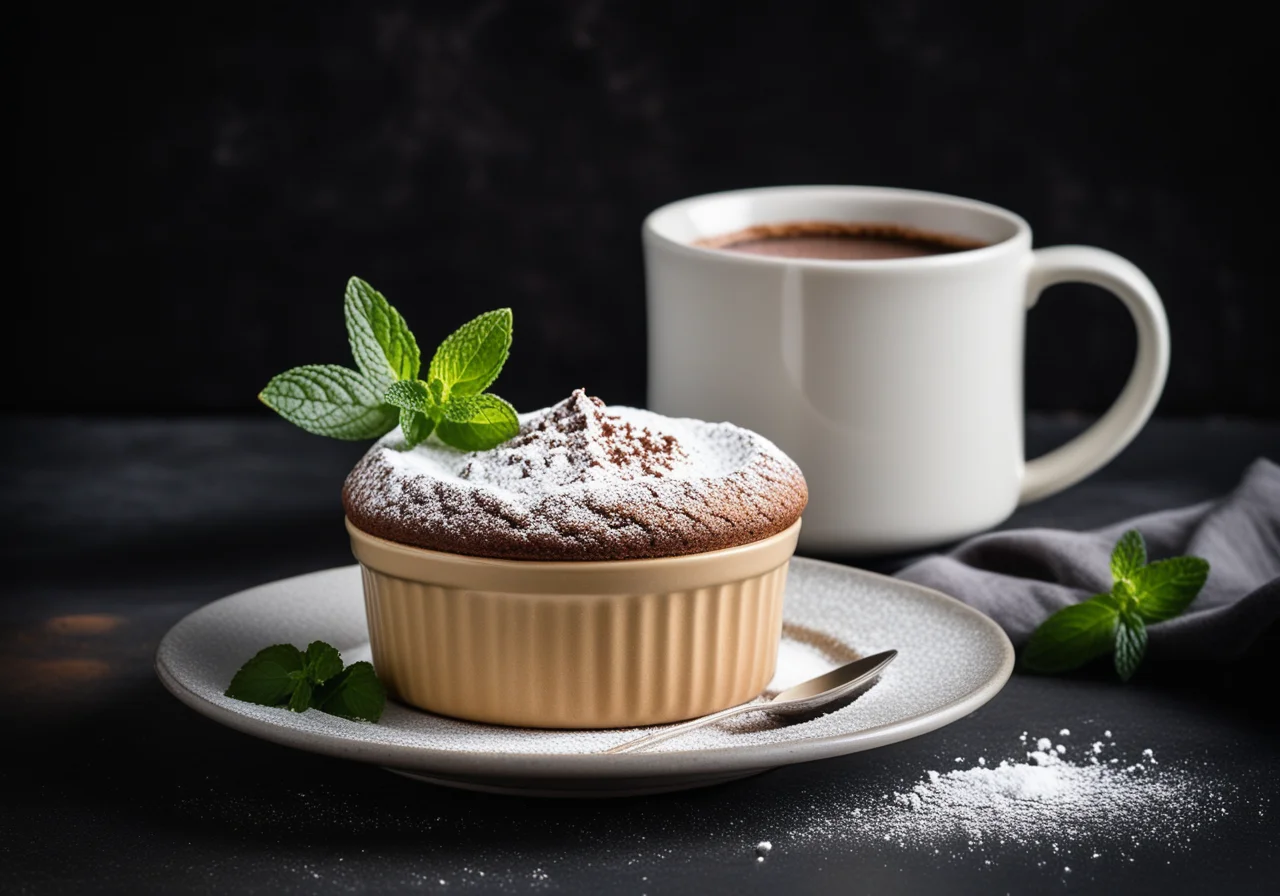 Chocolate Soufflé Baked in an Espresso Cup