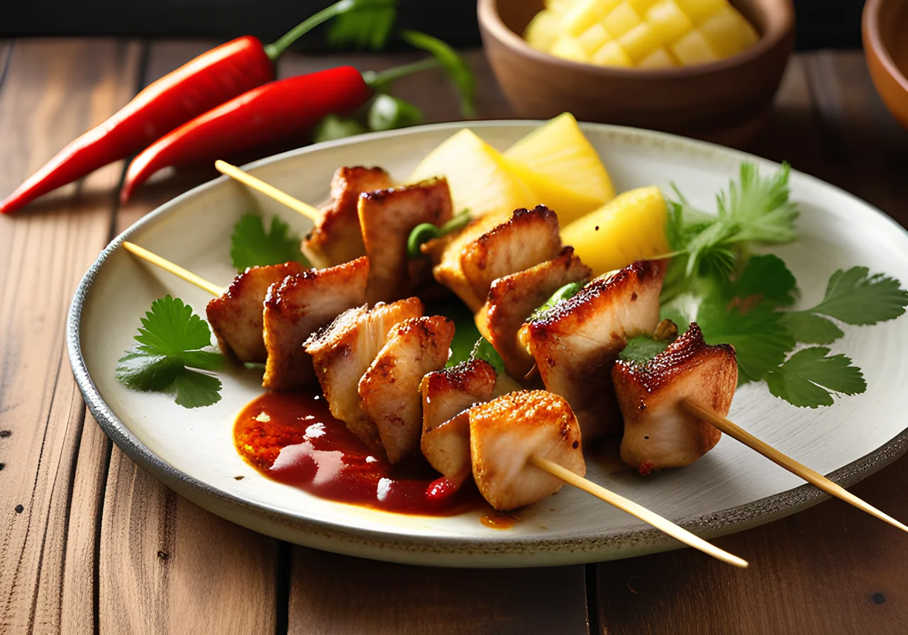 Chicken Skewers with Spicy Pineapple Sauce