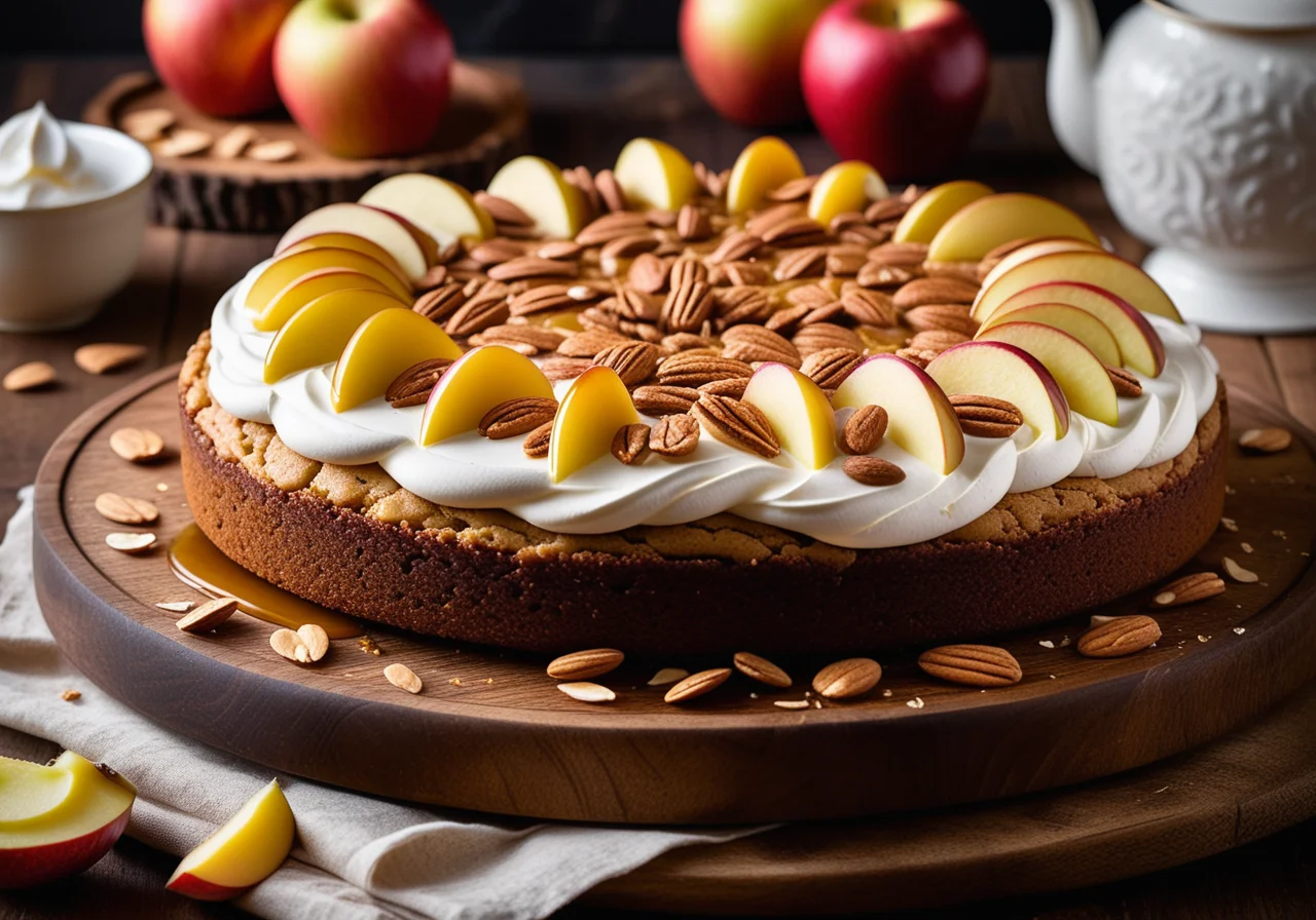 Fine Apple Cake with Meringue and Almonds
