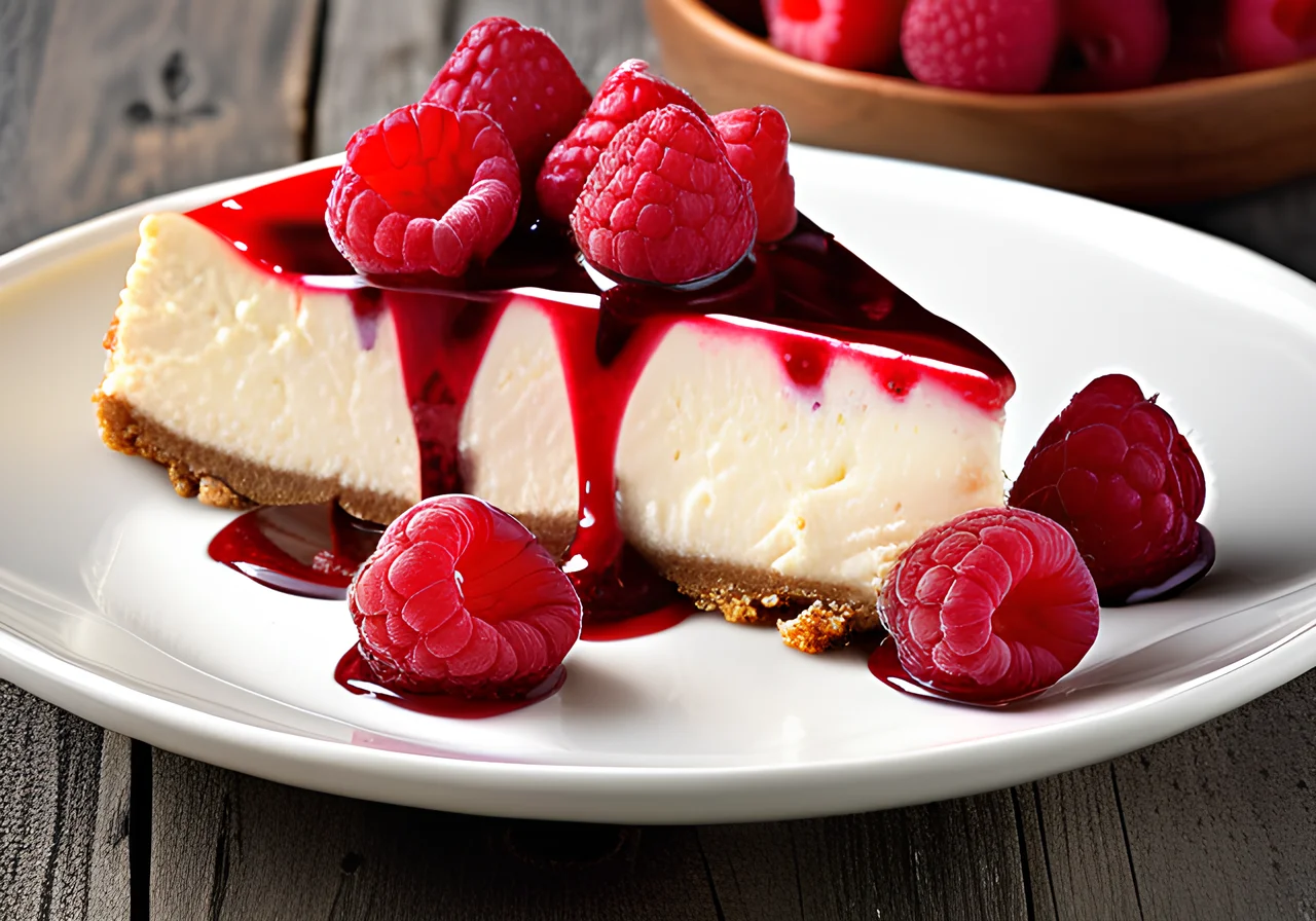 Creamy Cheesecake with Raspberries