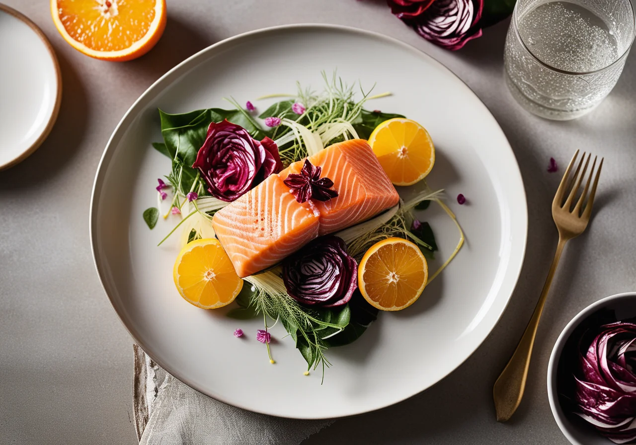 Salmon Fillet on Radicchio Salad with Fennel