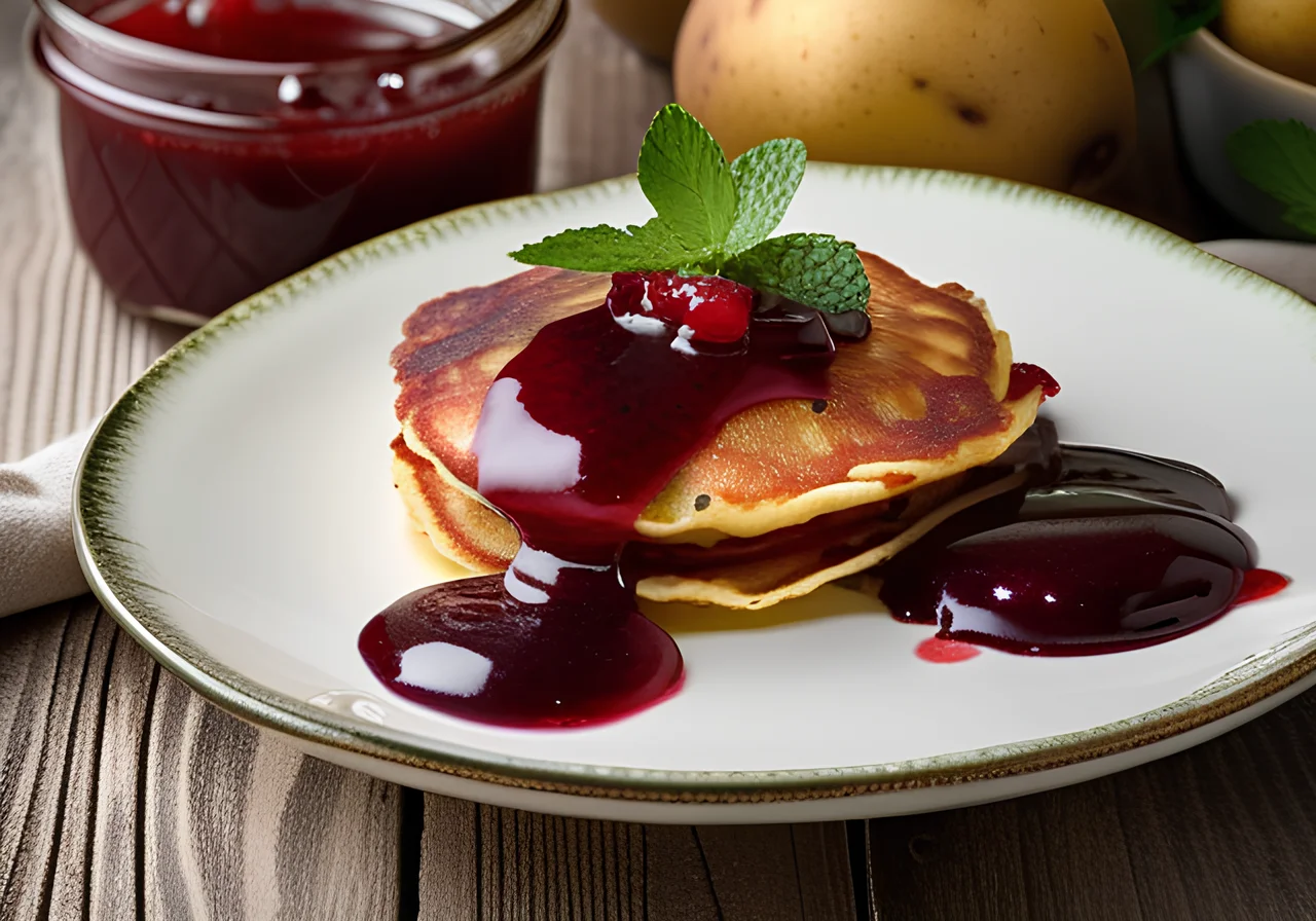 Potato Pancakes with Apple Sauce and Lingonberries