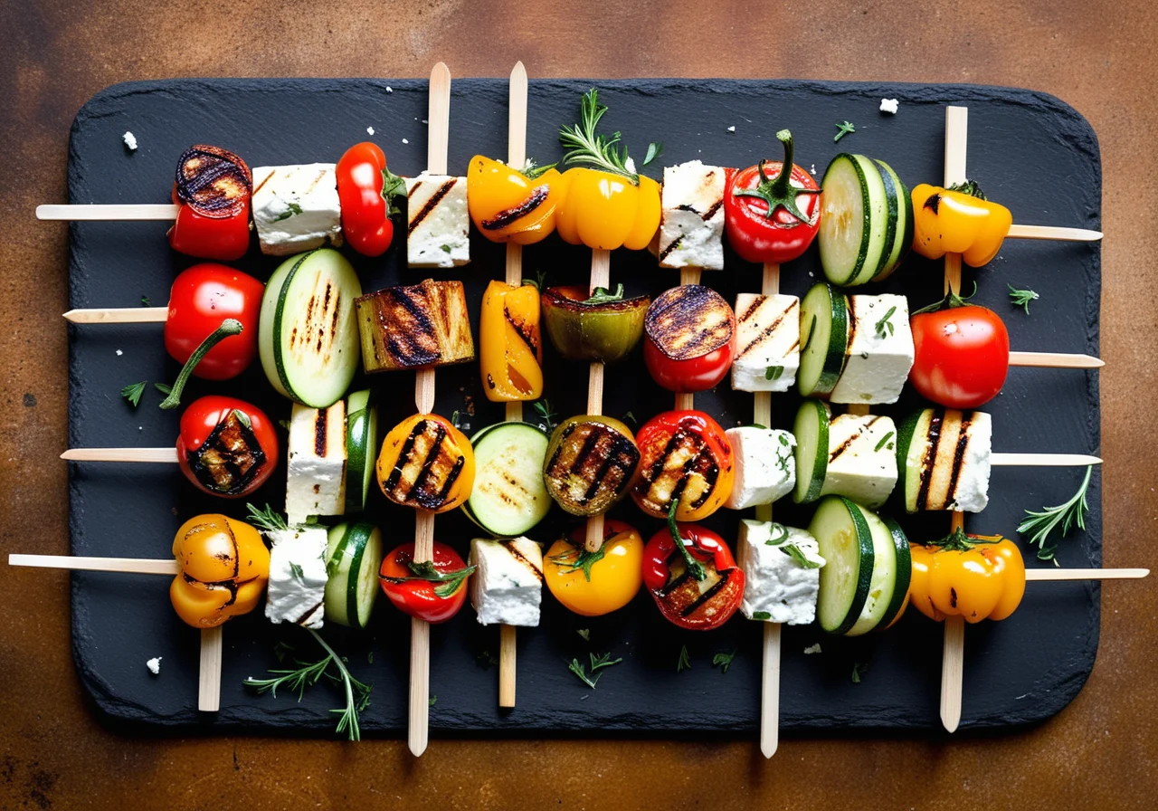 Vegetable-Feta Skewers