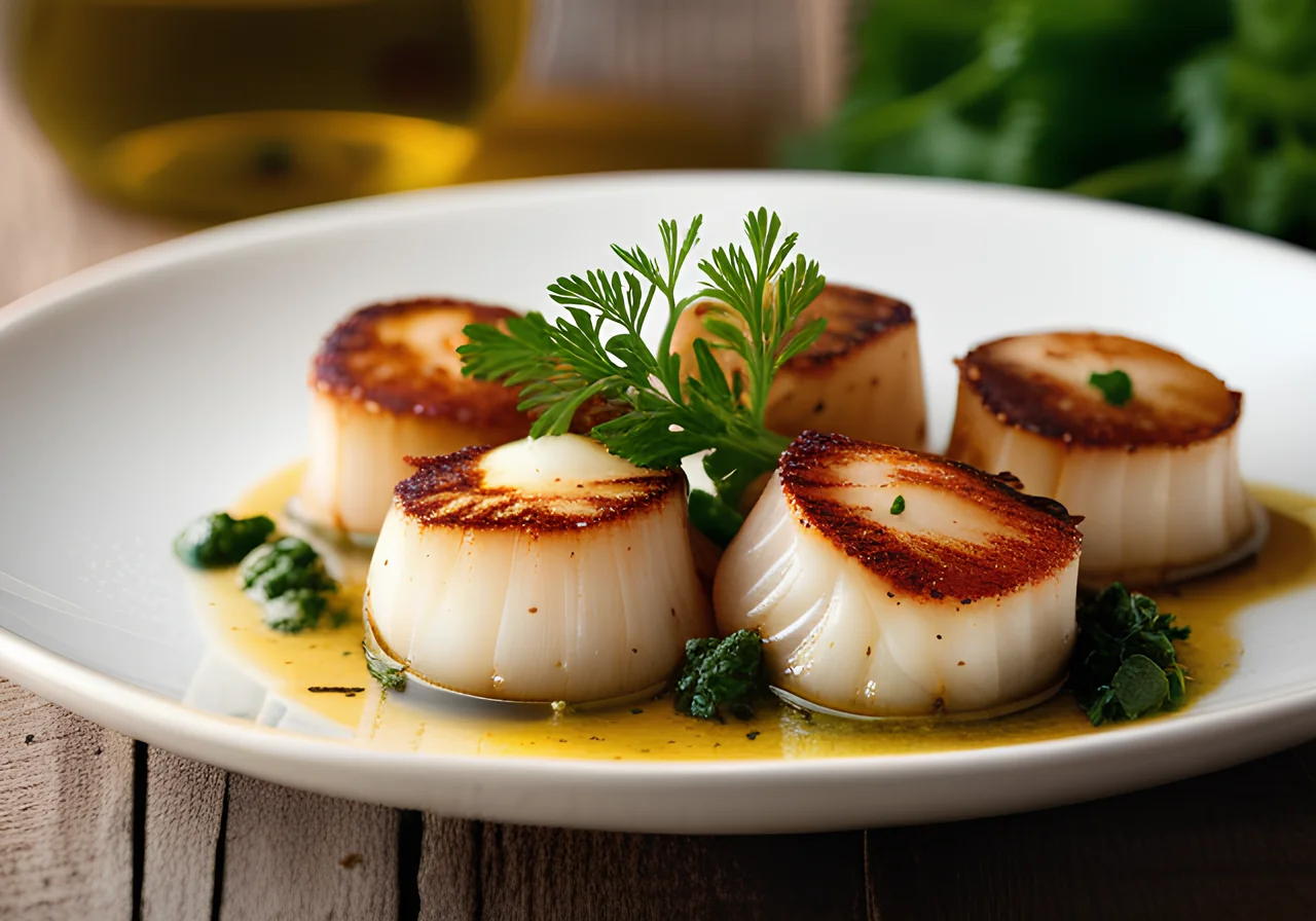 Marinated Scallops with Garlic, Parsley and Olive Oil