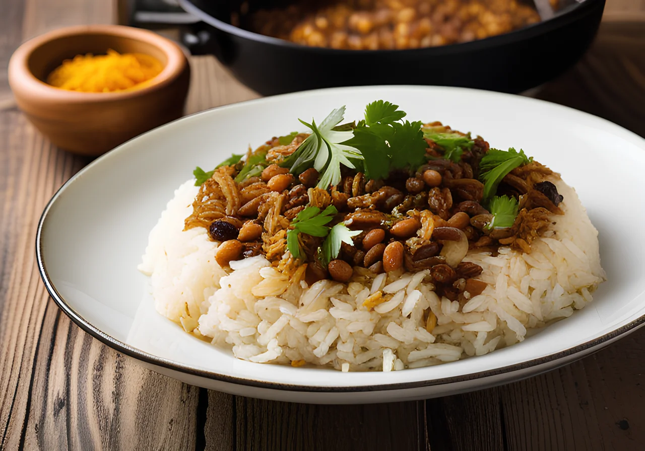 Rice Skillet with Brown Lentils and Onions
