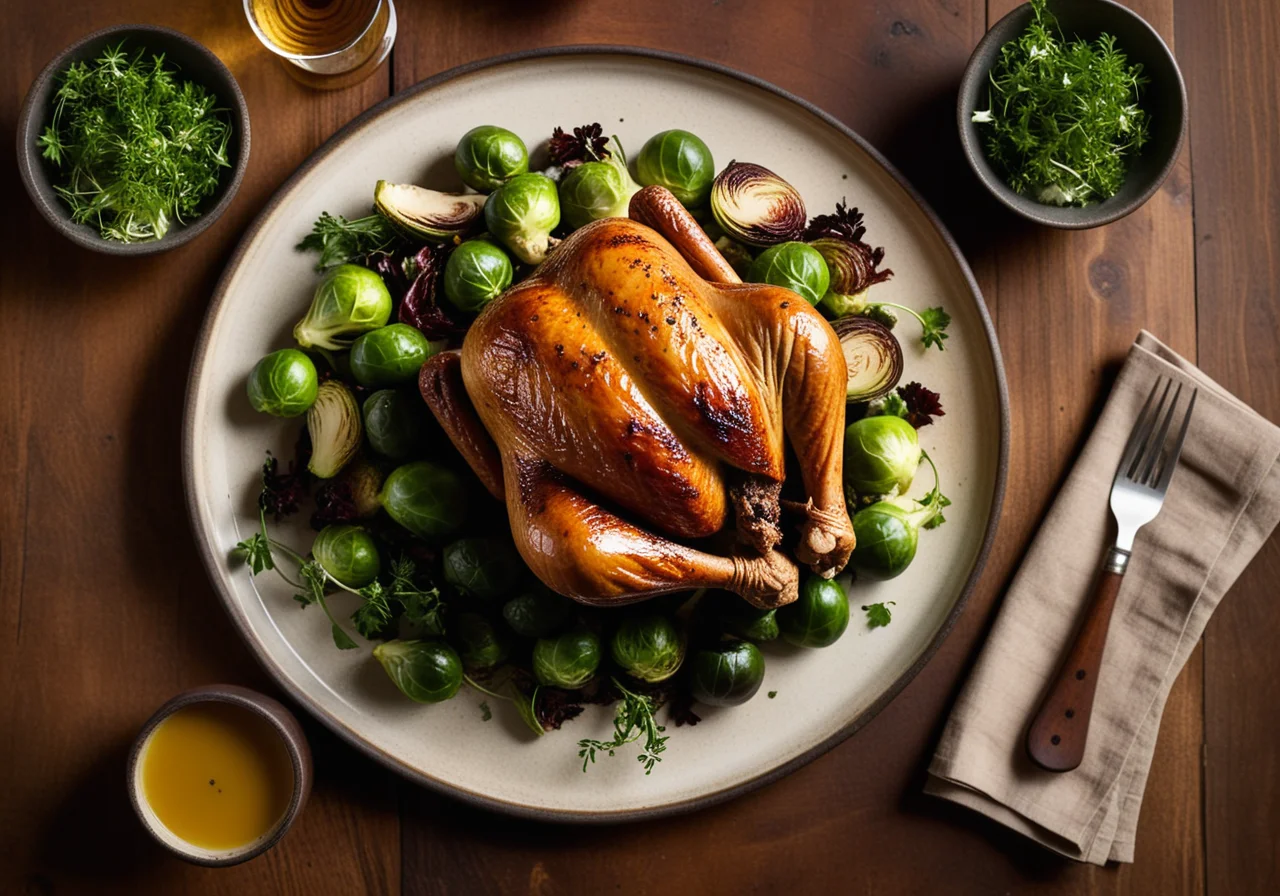 Baked Turkey Drumsticks with Brussels Sprouts