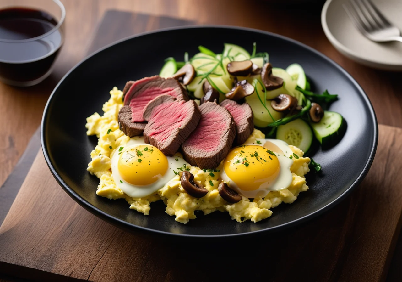 Beef with Egg and Mushrooms Chinese Style