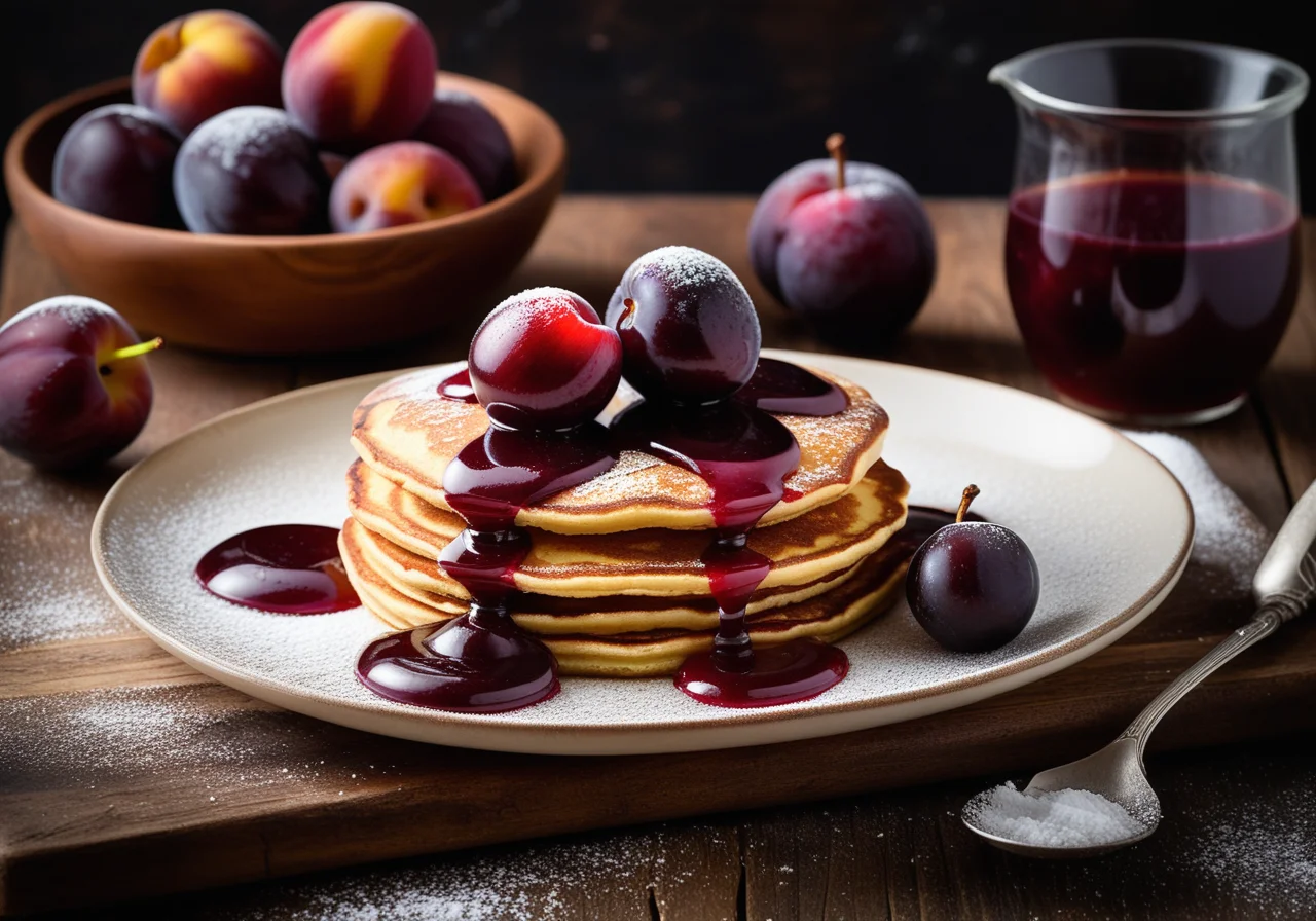 Quark Pancakes with Plum Compote