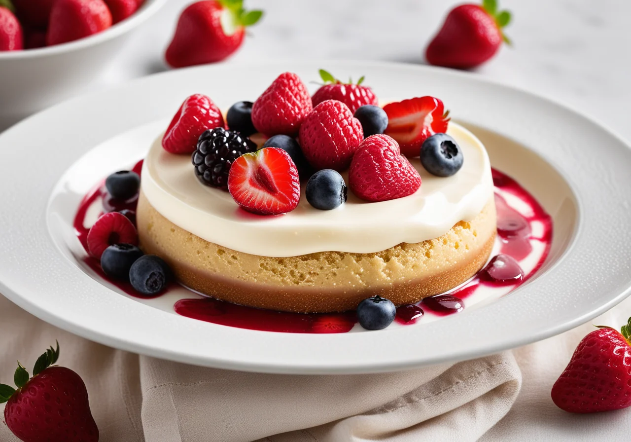 Almond Pudding with Berries
