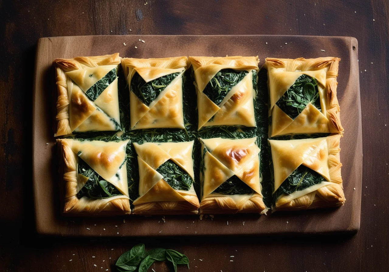 Filo Corners Filled with Cheese and Vegetables