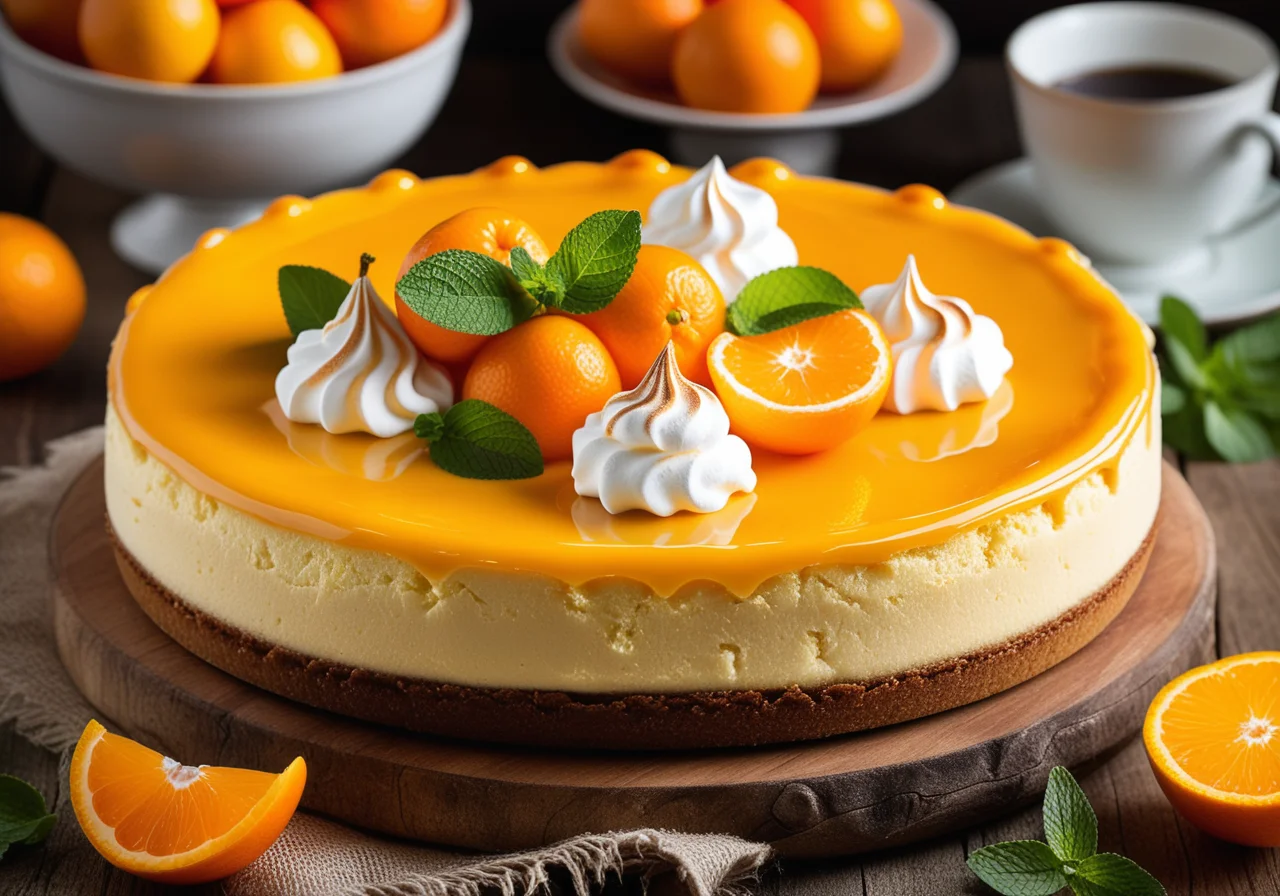 Cheesecake with Mandarins and Meringue