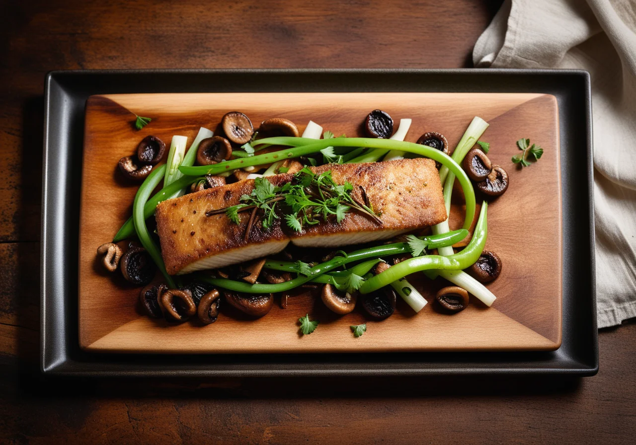 Pan‑fried Fish Fillet with Mushrooms