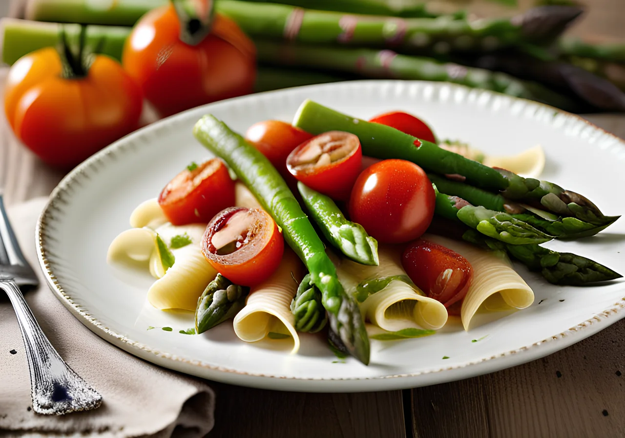 Fleckerl Pasta with Goat Cheese and Green Asparagus