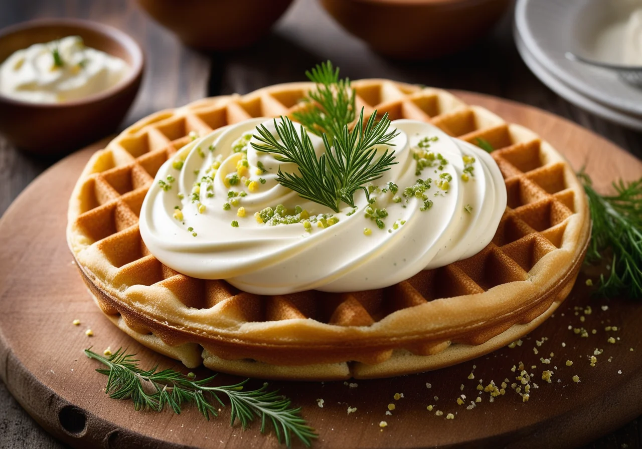 Cornet Waffles with Fish Cream and Caviar