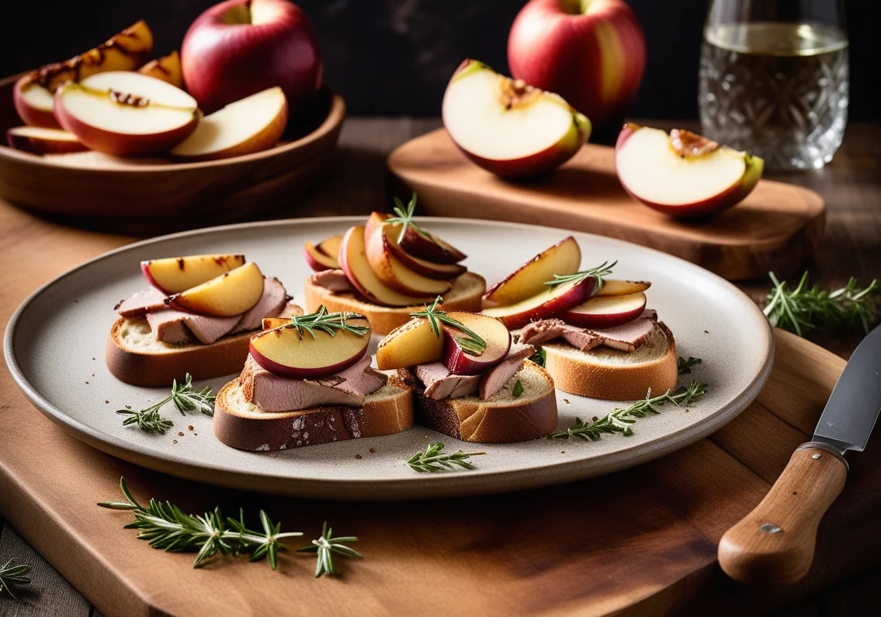 Open Sandwiches with Duck and Apples
