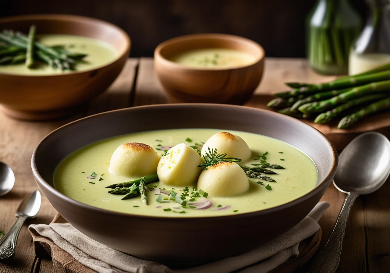 Asparagus Soup with Semolina Dumplings