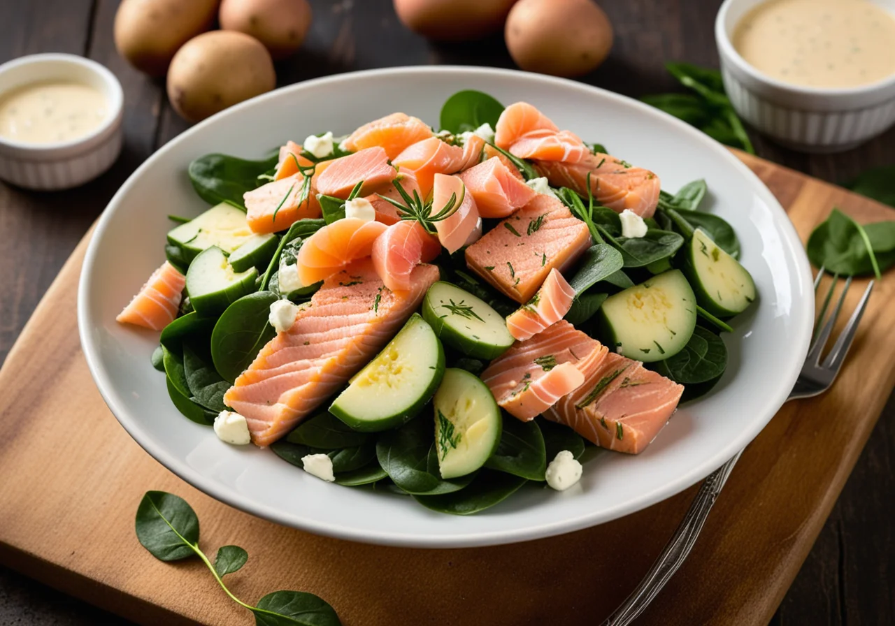 Potato Salmon Salad with Spinach