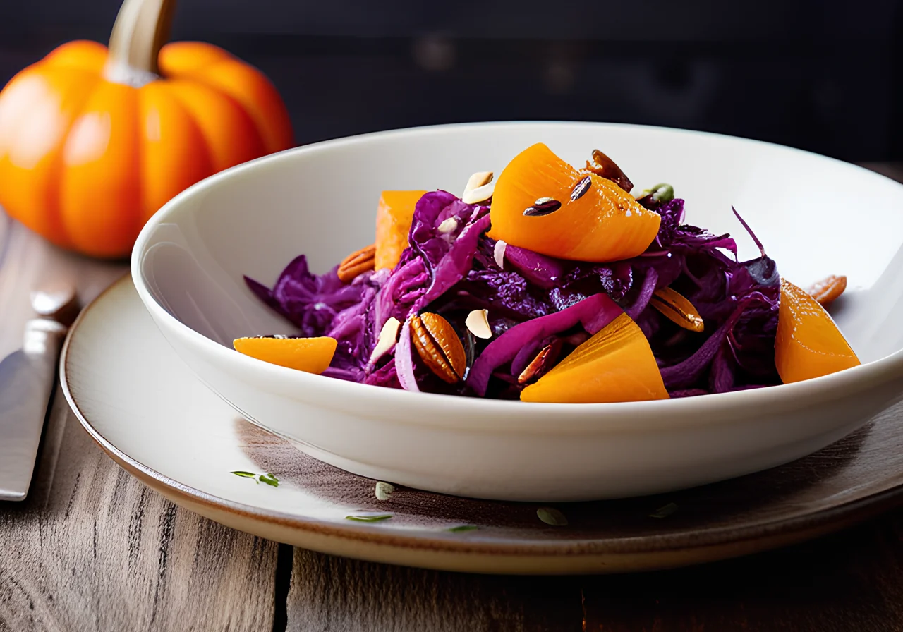 Pumpkin Red Cabbage Salad with Physalis