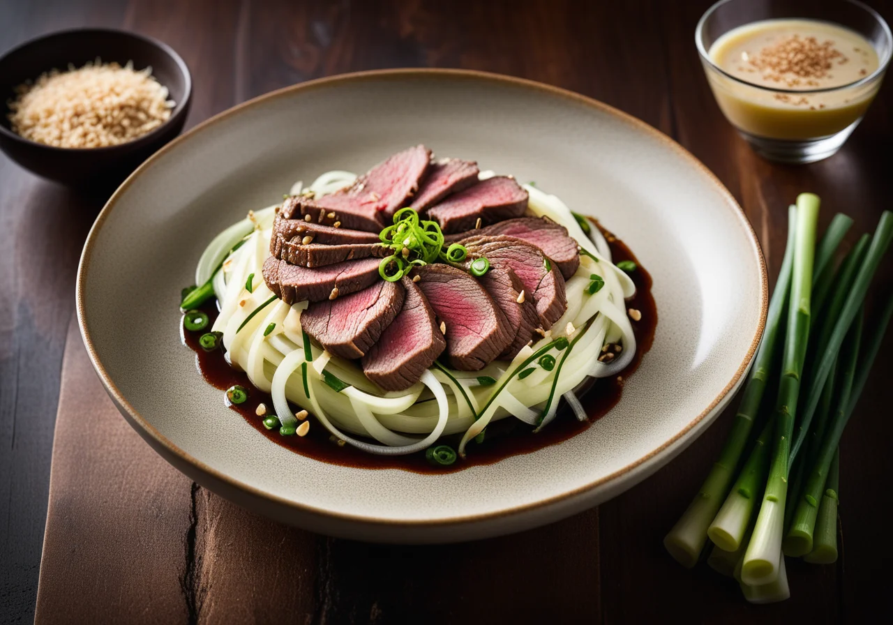 Sliced Beef with Leeks